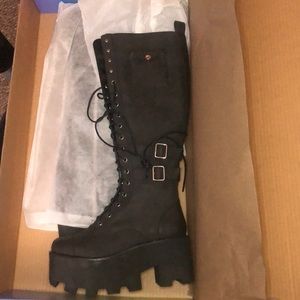 Knee High Combat Boots